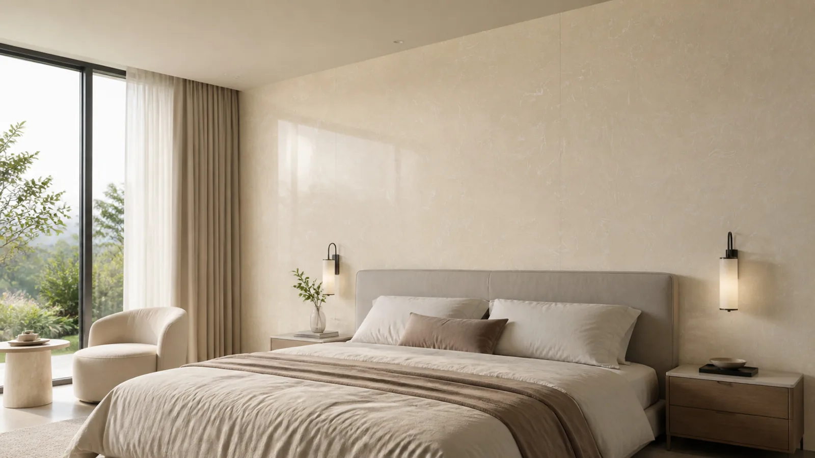 Natural Beige Soft Wispy Vein Recycled Marble Sintered Stone Slabs for Hotel Guestroom Walls thumbnail 5