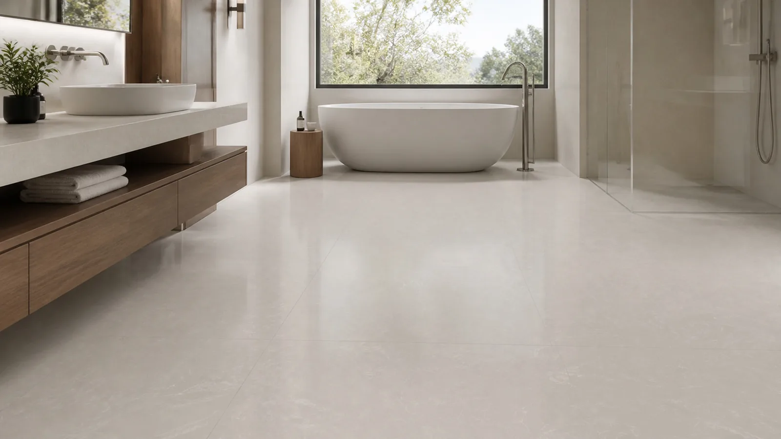 Light Greige Delicate Feather Vein Recycled Marble Sintered Stone Slabs for Bathroom Floors thumbnail 3