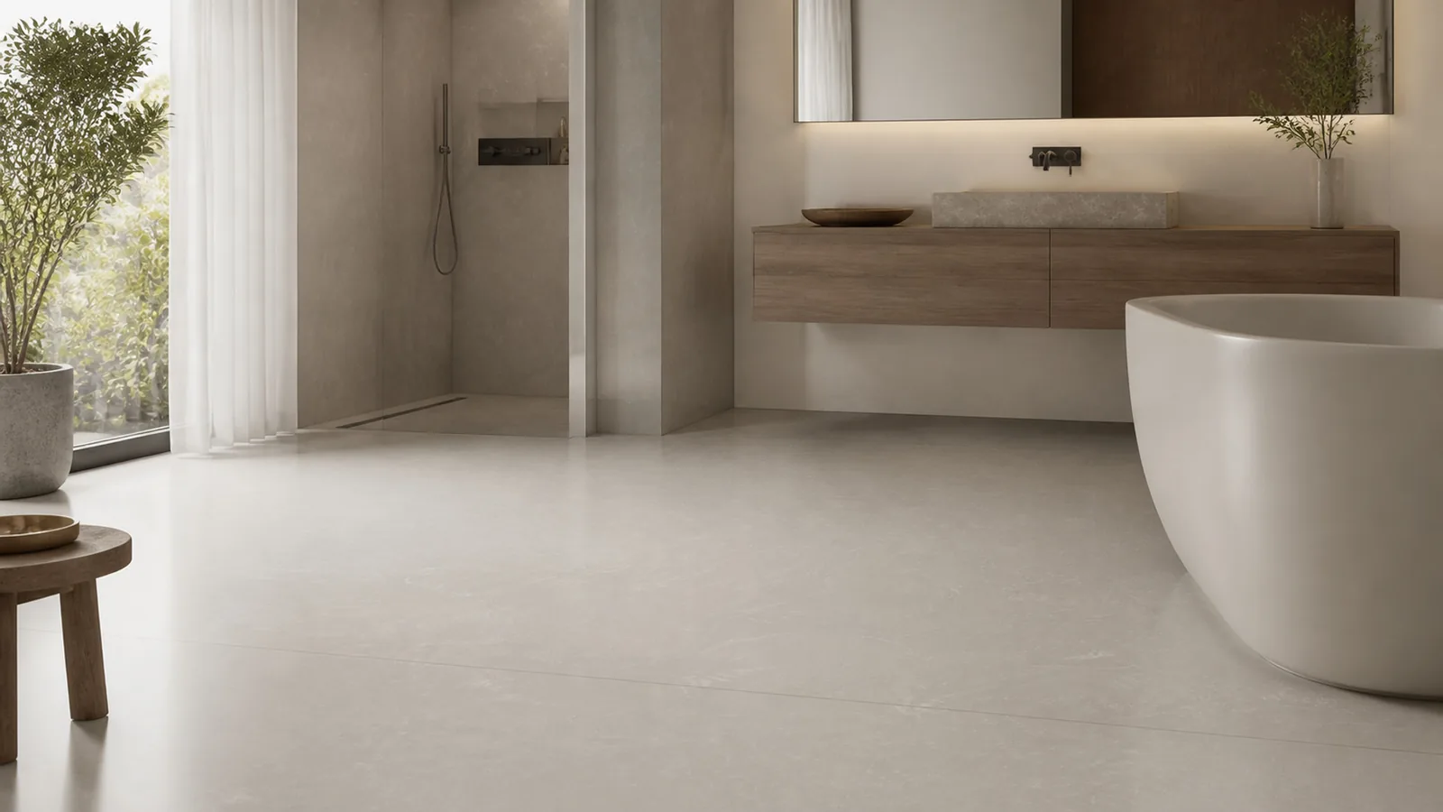Light Greige Delicate Feather Vein Recycled Marble Sintered Stone Slabs for Bathroom Floors thumbnail 5