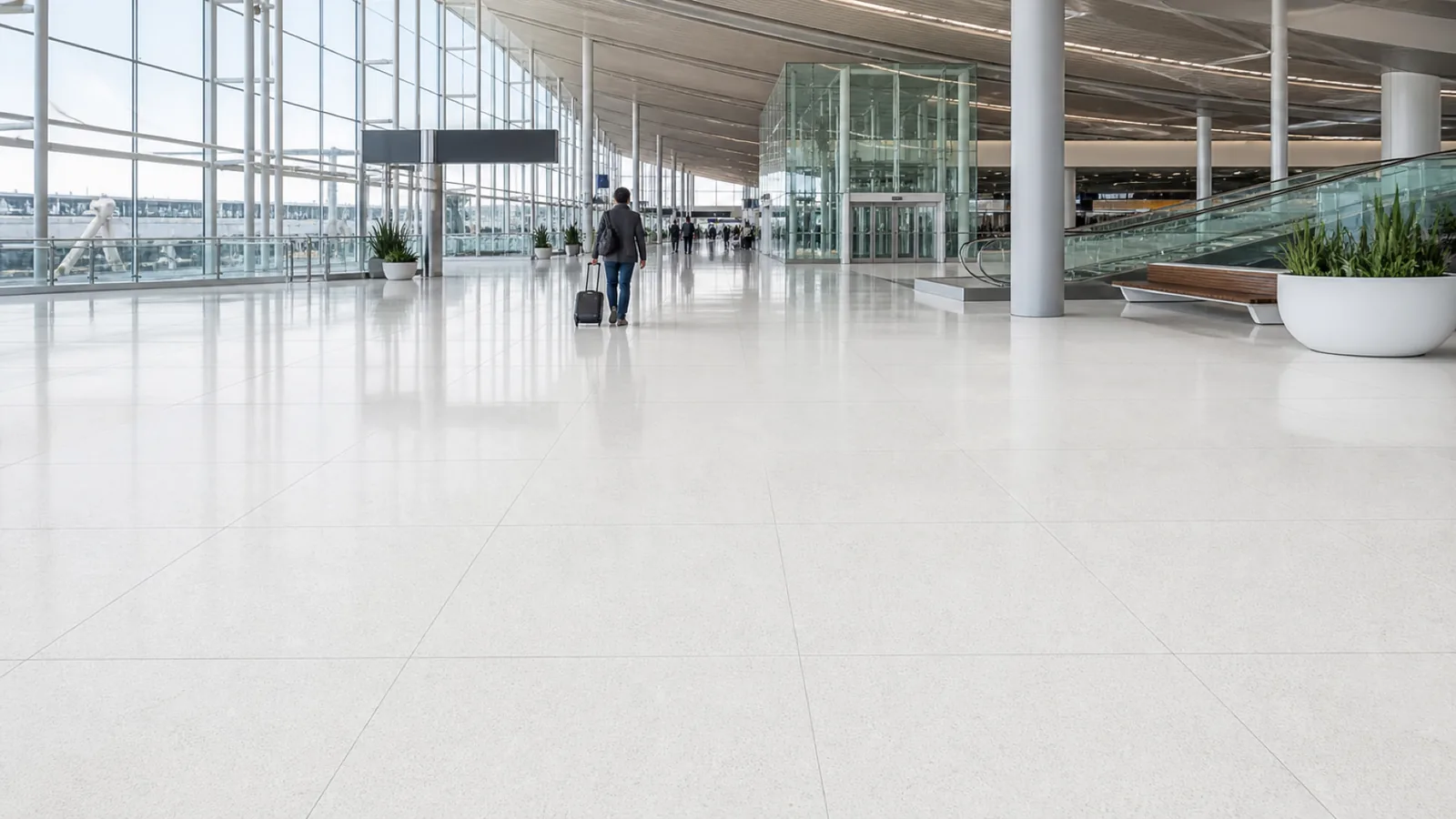 White Fine-Speckled Sintered Stone Slab for Floors and Stairs thumbnail 3