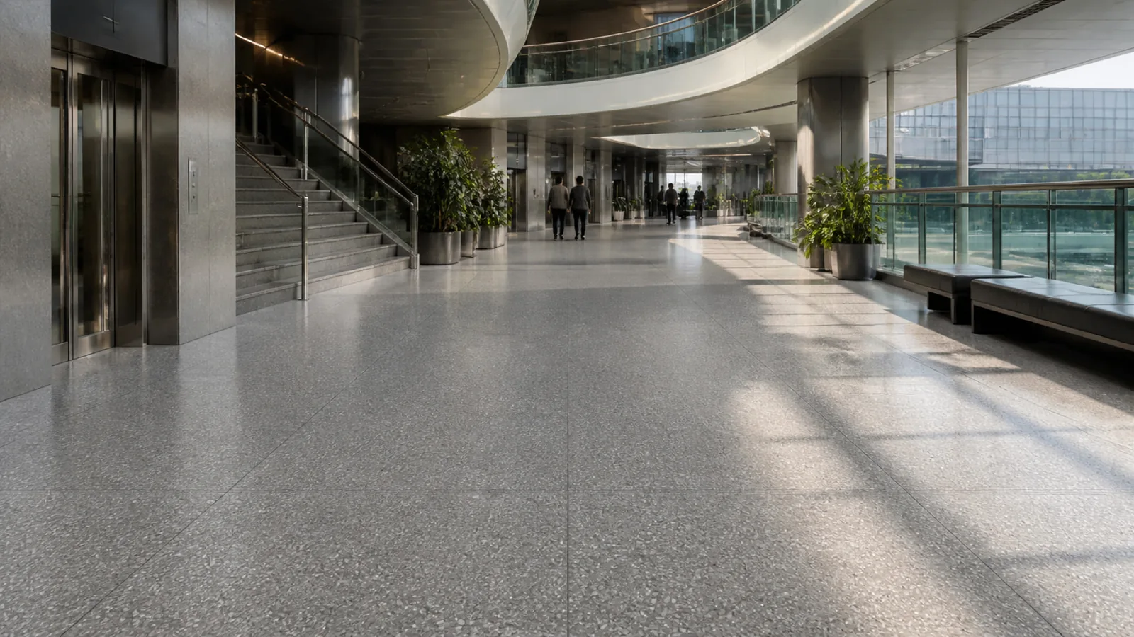 Taupe White-Chip Speckled Sintered Stone Slab for Floors and Stairs thumbnail 5
