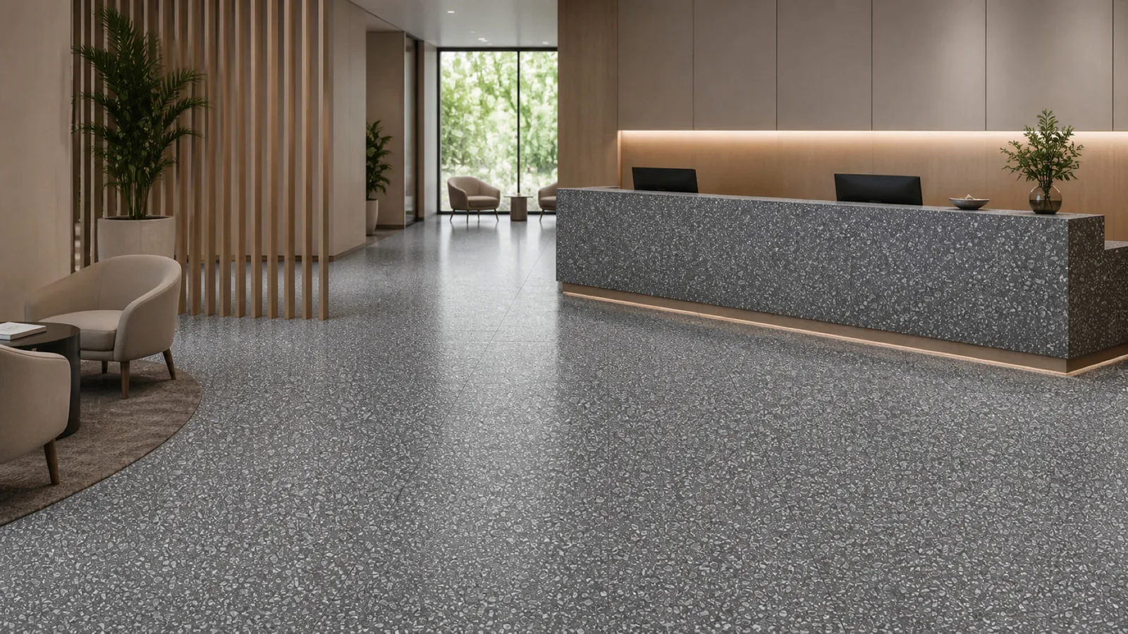 Dark Gray Dense White-Chip Sintered Stone Slab for Business Spaces thumbnail 3