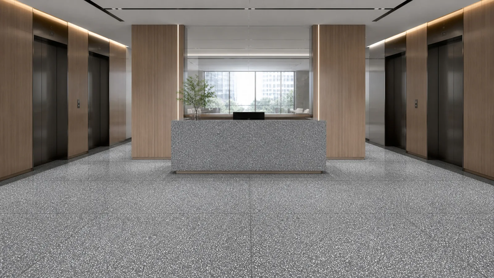 Dark Gray Dense White-Chip Sintered Stone Slab for Business Spaces thumbnail 5