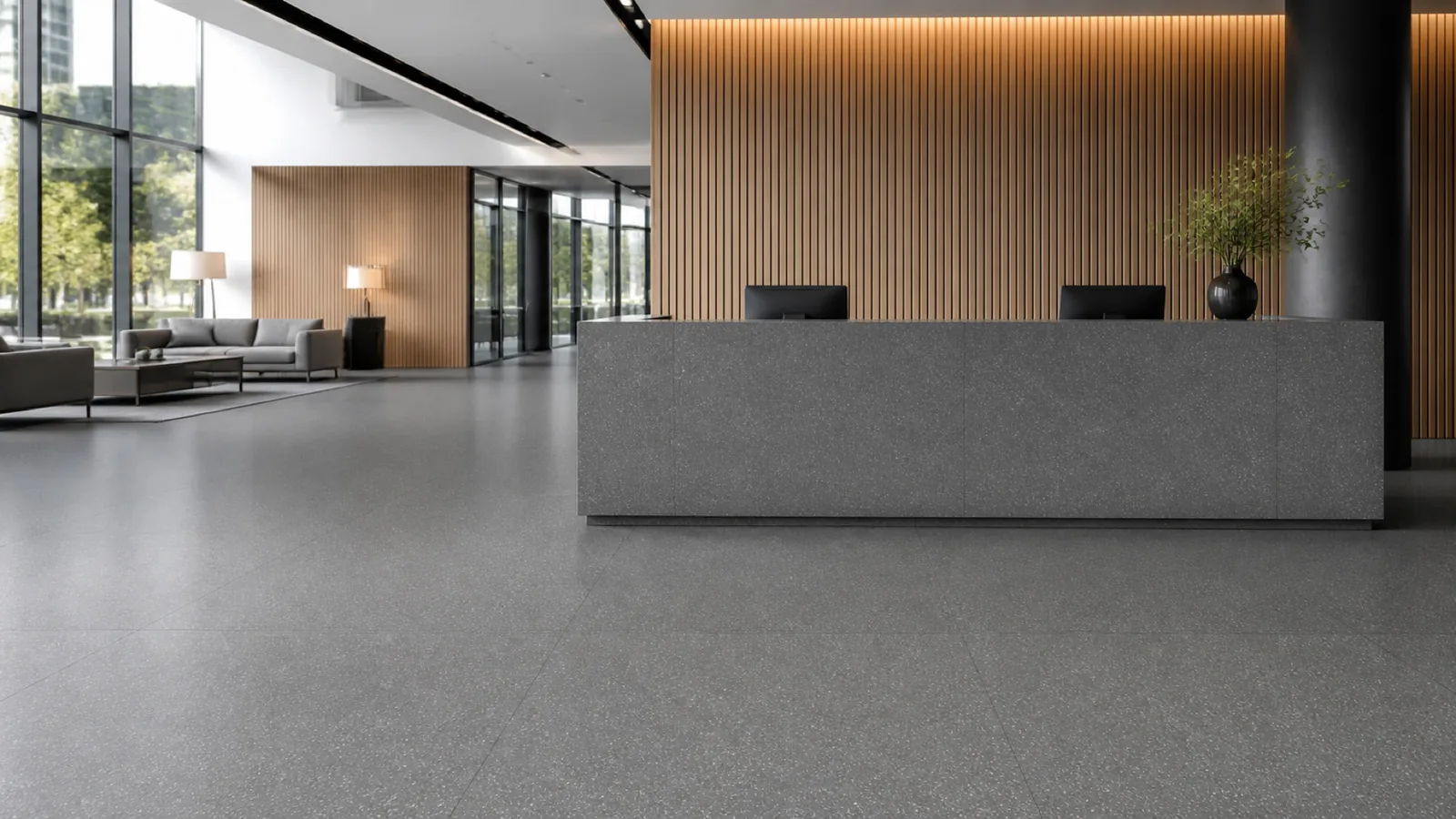 Charcoal Subtle Fine-Grain Sintered Stone Slab for Business Spaces thumbnail 3