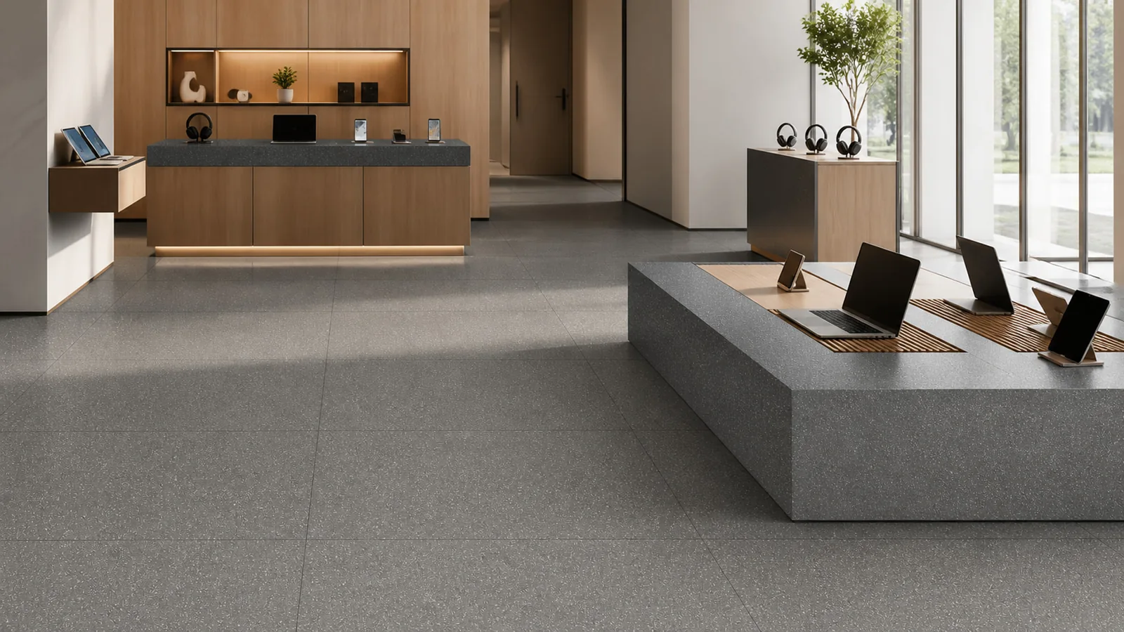 Charcoal Subtle Fine-Grain Sintered Stone Slab for Business Spaces thumbnail 4