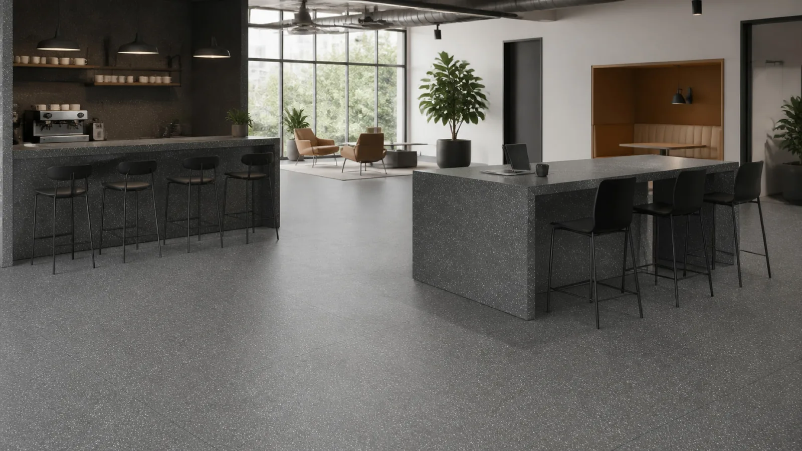 Charcoal Subtle Fine-Grain Sintered Stone Slab for Business Spaces thumbnail 5
