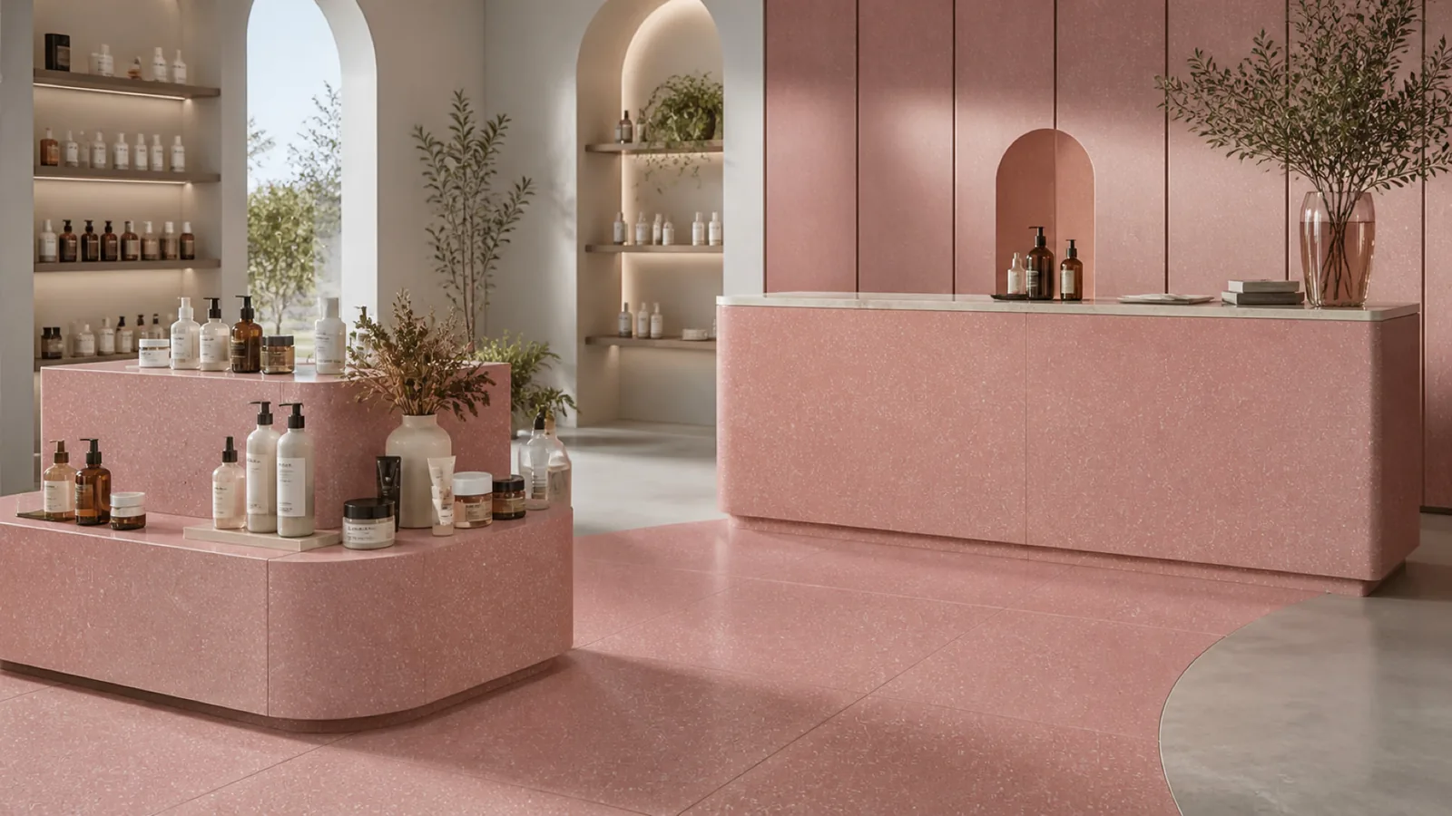 Dusty Rose Fine-Speckled Sintered Stone Slab for Online Celebrity Stores thumbnail 3
