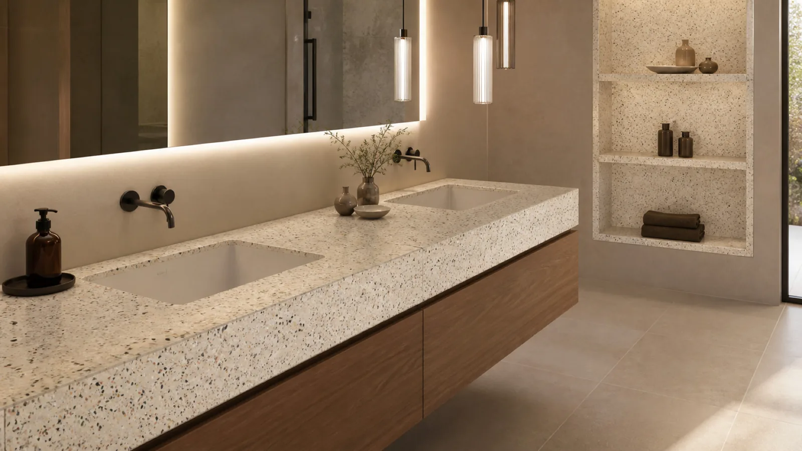Cream Multicolor-Speckled Sintered Stone Slab for Furniture Countertops thumbnail 4