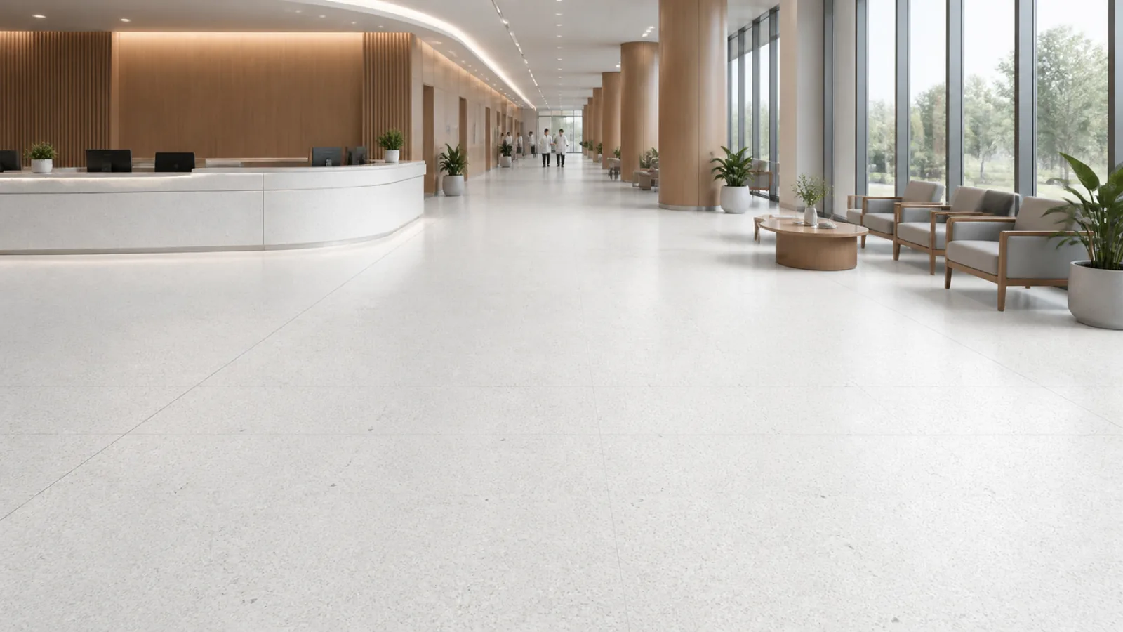 Pearl White Fine-Grain Sintered Stone Slab for Hospitals and Schools thumbnail 3