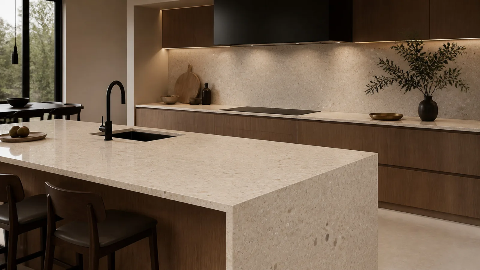 Sand Beige Mixed-Stone-Chip Sintered Stone Slab for Furniture Countertops thumbnail 3