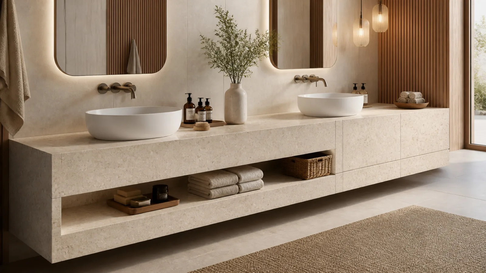 Sand Beige Mixed-Stone-Chip Sintered Stone Slab for Furniture Countertops thumbnail 4