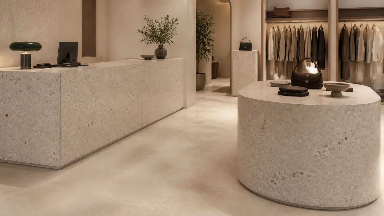 Sand Beige Mixed-Stone-Chip Sintered Stone Slab for Furniture Countertops thumbnail 5