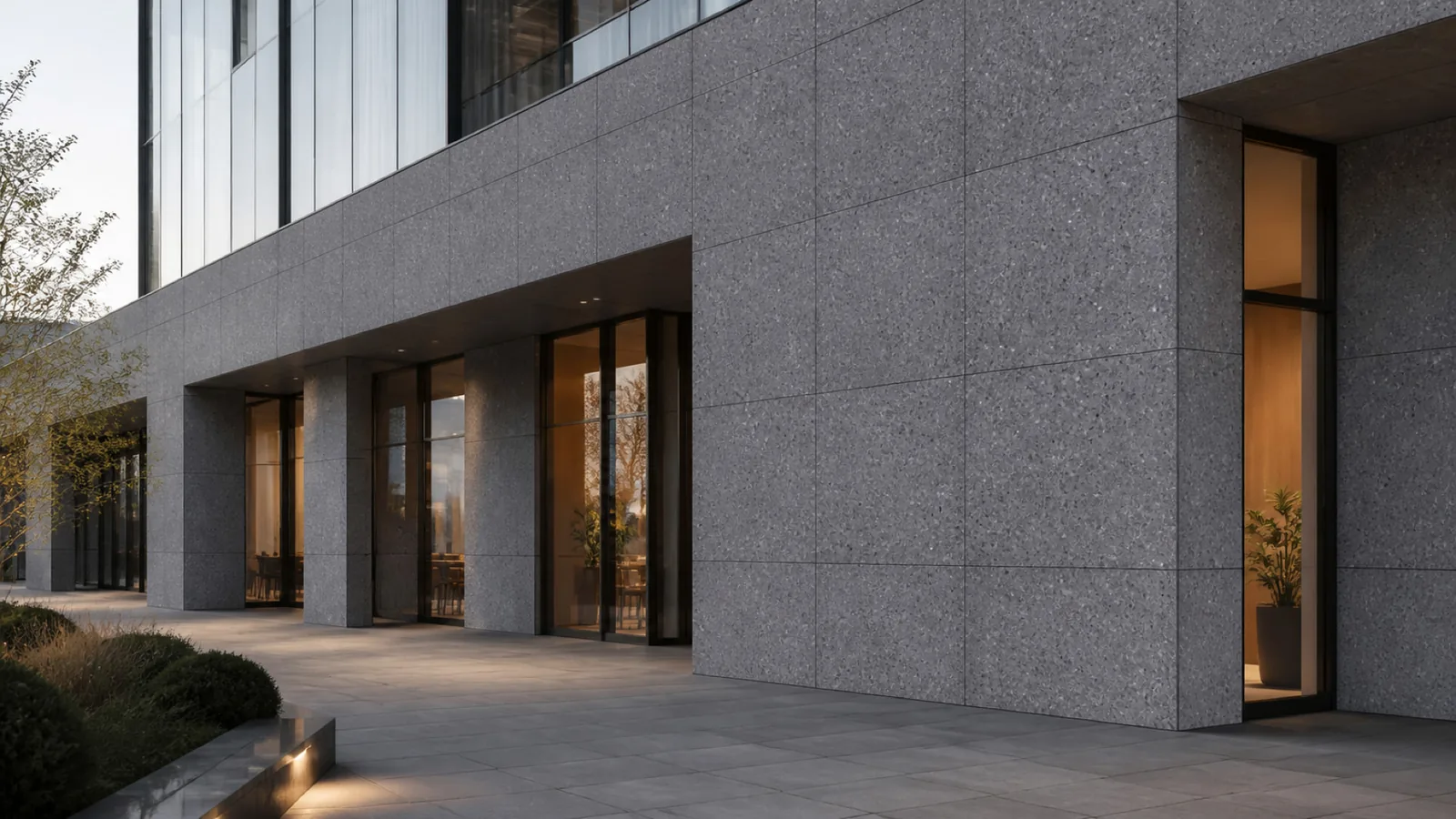 Blue Gray Pebble-Chip Sintered Stone Slab for Exterior Walls thumbnail 3