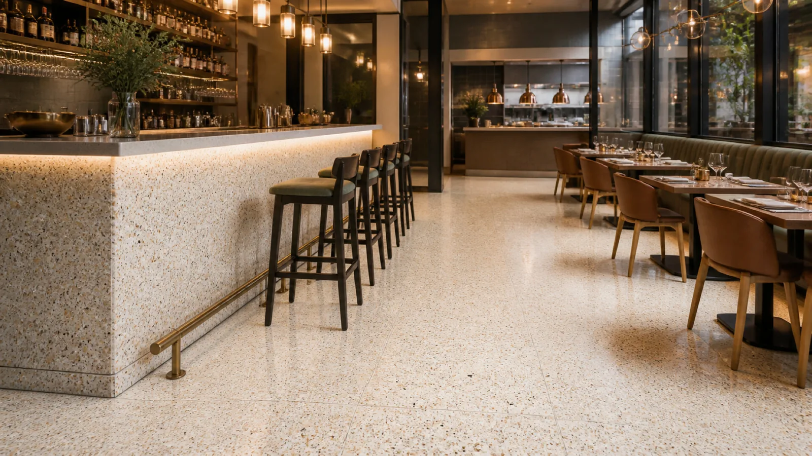 Cream Fine Multicolor-Chip Sintered Stone Slab for Catering Spaces thumbnail 3