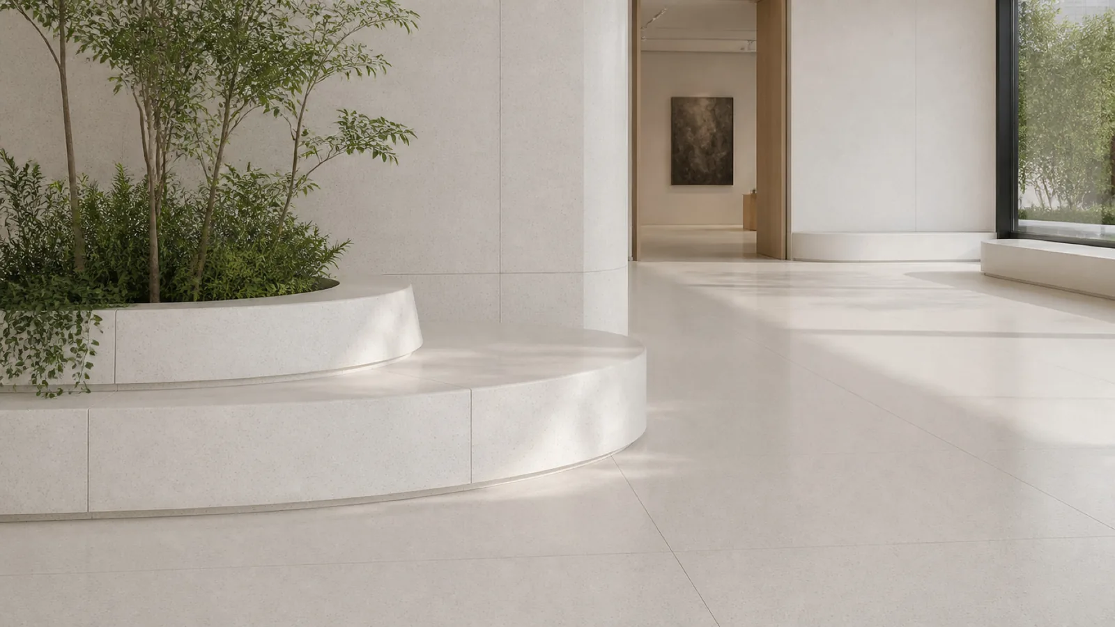 Off-White Minimal Fine-Grain Sintered Stone Slab for Irregular Surfaces thumbnail 4
