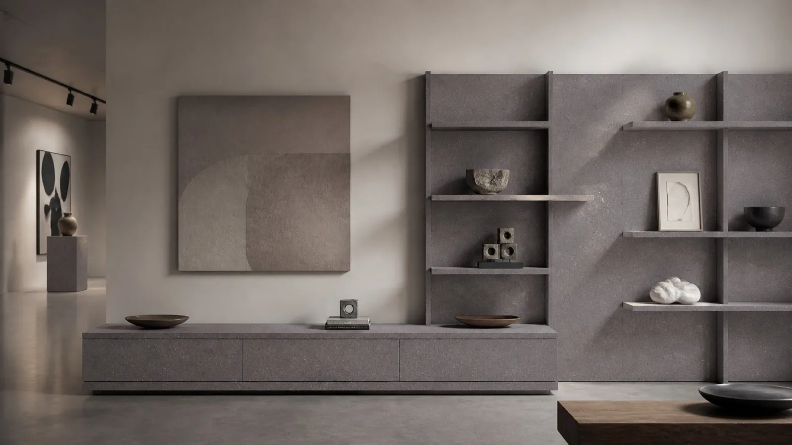 Mauve Taupe Soft Fine-Grain Sintered Stone Slab for Shelves and Consoles thumbnail 5