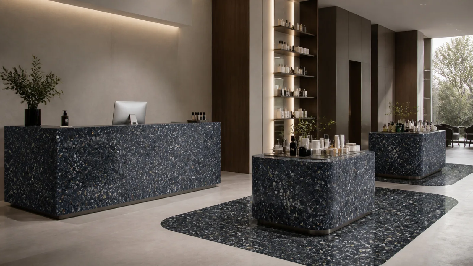 Midnight Blue Large Stone-Chip Sintered Stone Slab for Online Celebrity Stores thumbnail 3
