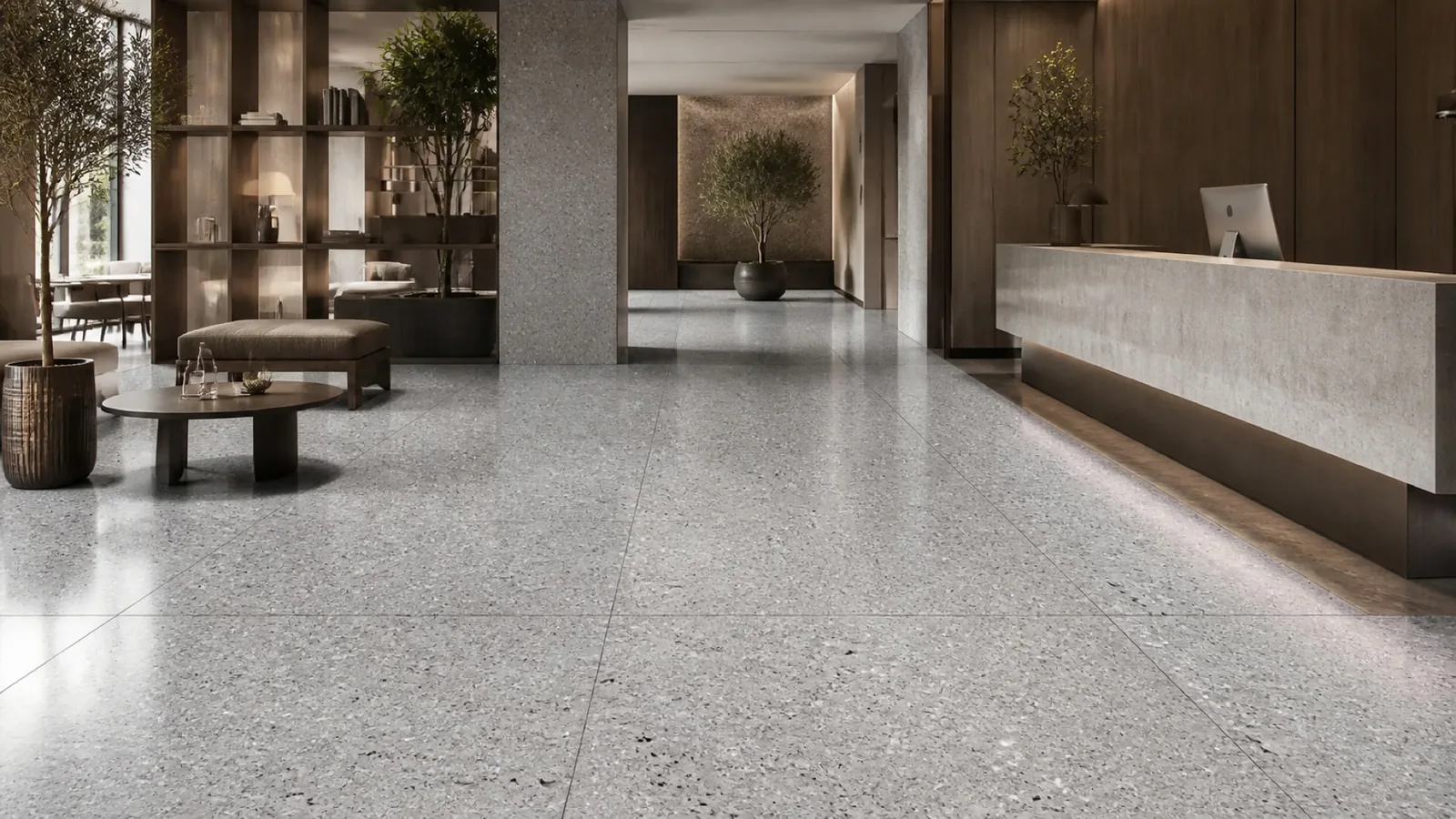 Silver Gray Medium Mixed-Chip Sintered Stone Slab for Floors and Stairs thumbnail 3