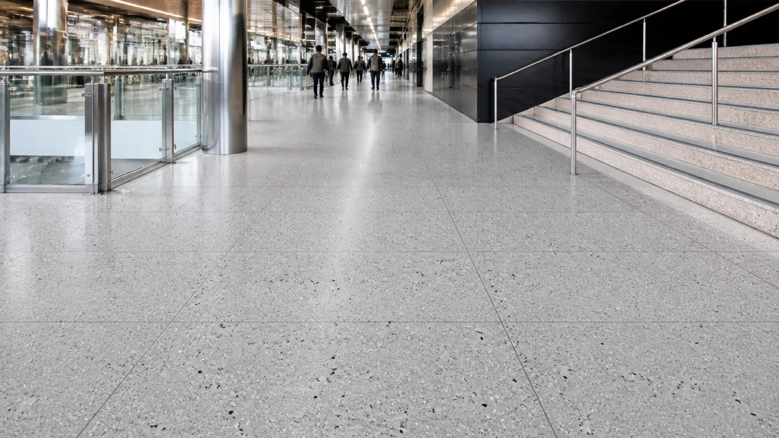 Silver Gray Medium Mixed-Chip Sintered Stone Slab for Floors and Stairs thumbnail 5