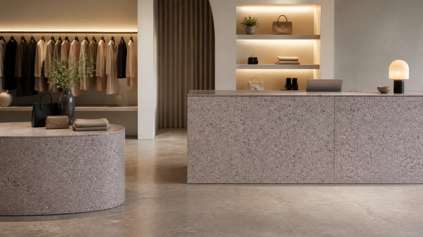 Dusty Mauve Fine Dark-Speckled Sintered Stone Slab for Furniture Countertops thumbnail 5
