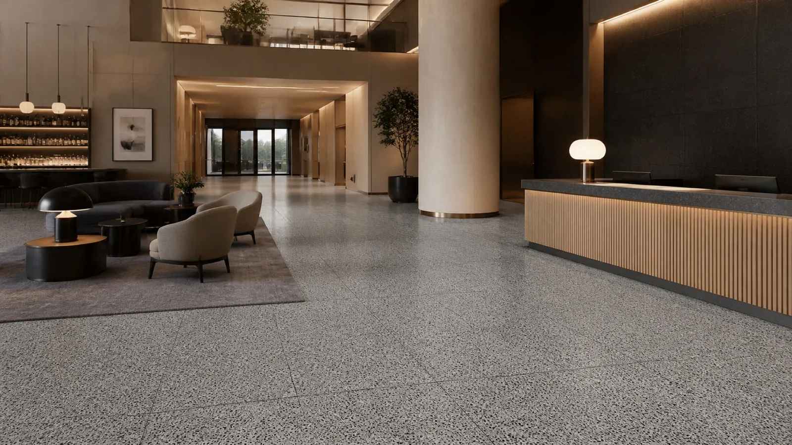 Granite Gray Dense Black-Speckled Sintered Stone Slab for Floors and Stairs thumbnail 3