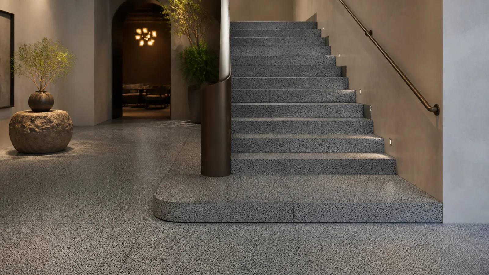 Granite Gray Dense Black-Speckled Sintered Stone Slab for Floors and Stairs thumbnail 4
