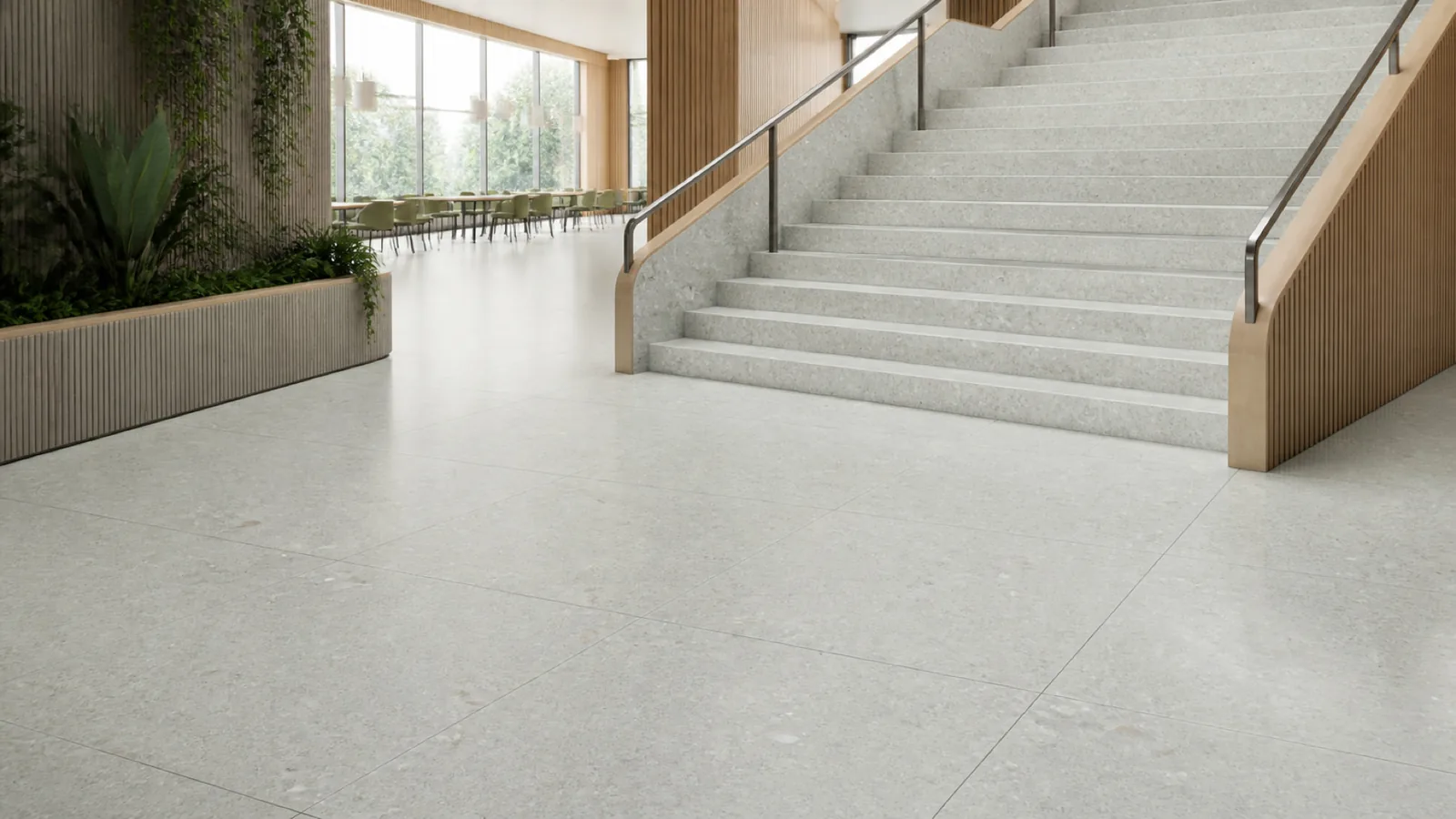 Pale Sage Sparse White-Chip Sintered Stone Slab for Hospitals and Schools thumbnail 4