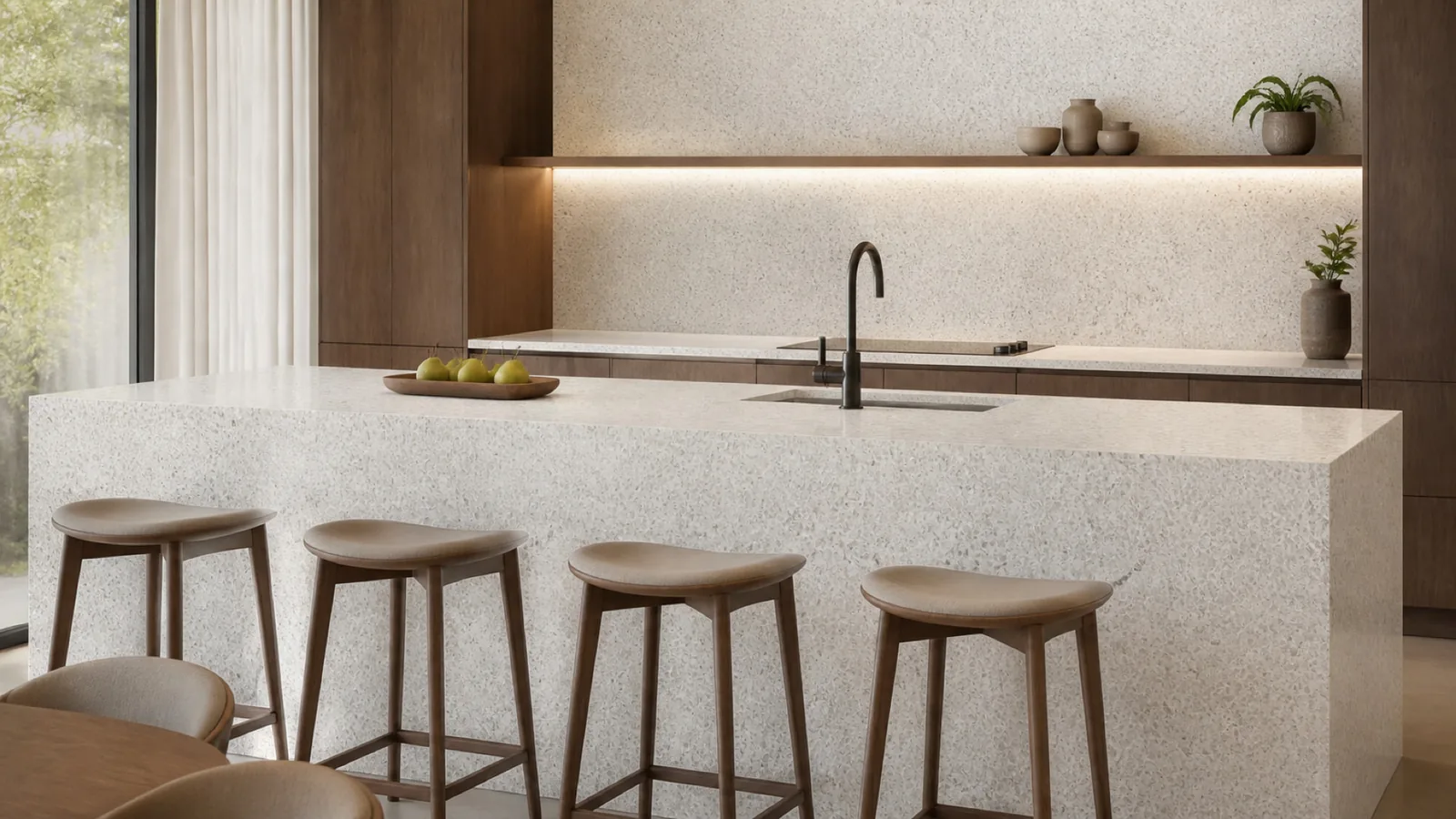 Ivory Dense Translucent-Chip Sintered Stone Slab for Furniture Countertops thumbnail 3