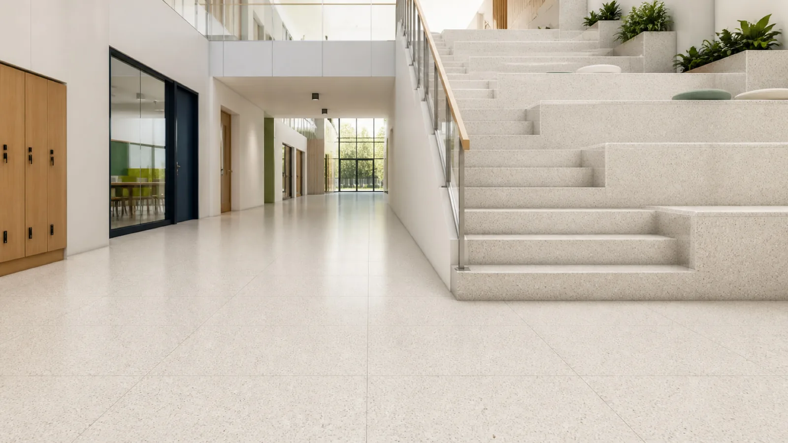 Warm White Fine Dark-Speckled Sintered Stone Slab for Hospitals and Schools thumbnail 4