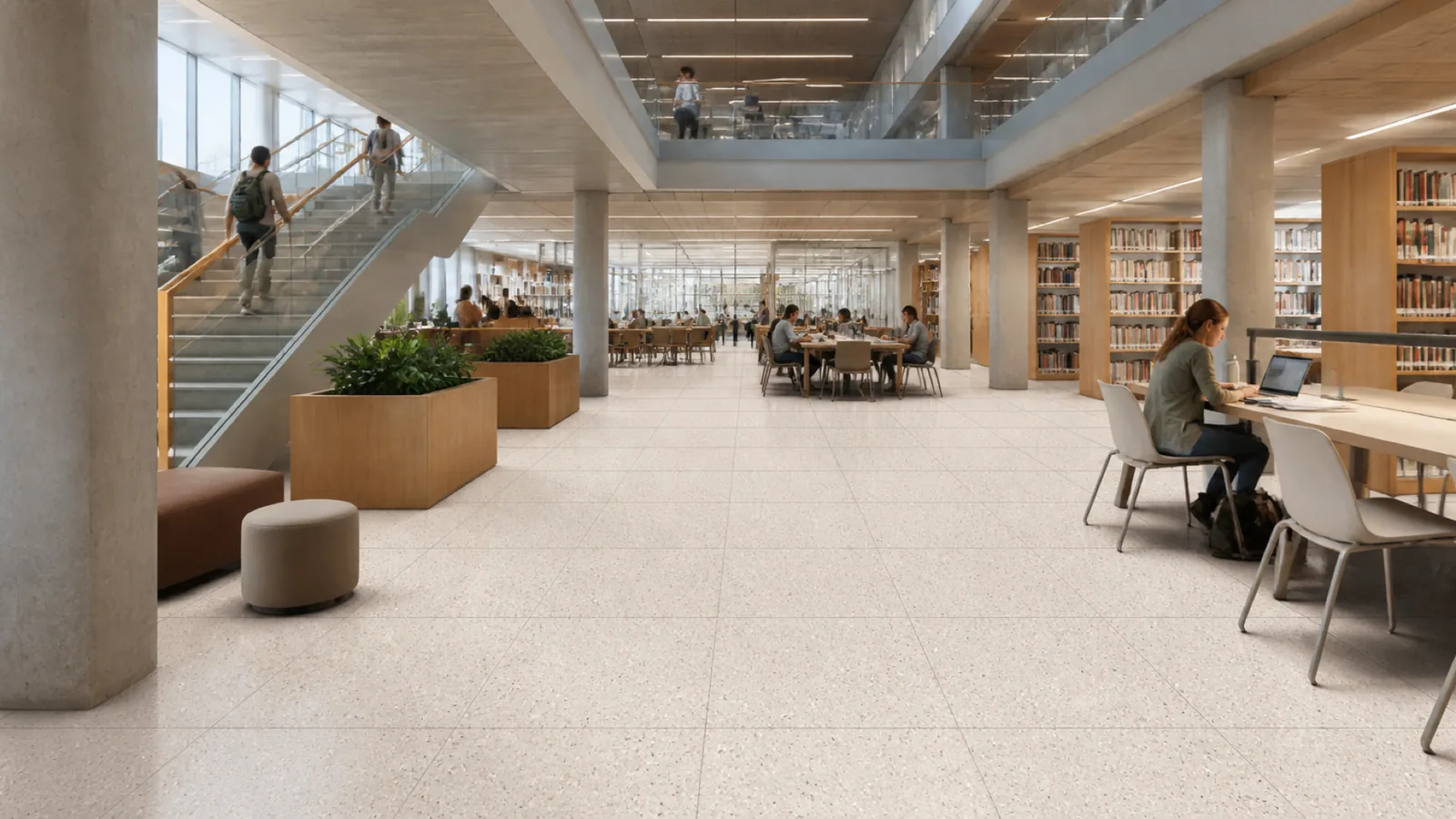 Warm White Fine Dark-Speckled Sintered Stone Slab for Hospitals and Schools thumbnail 5
