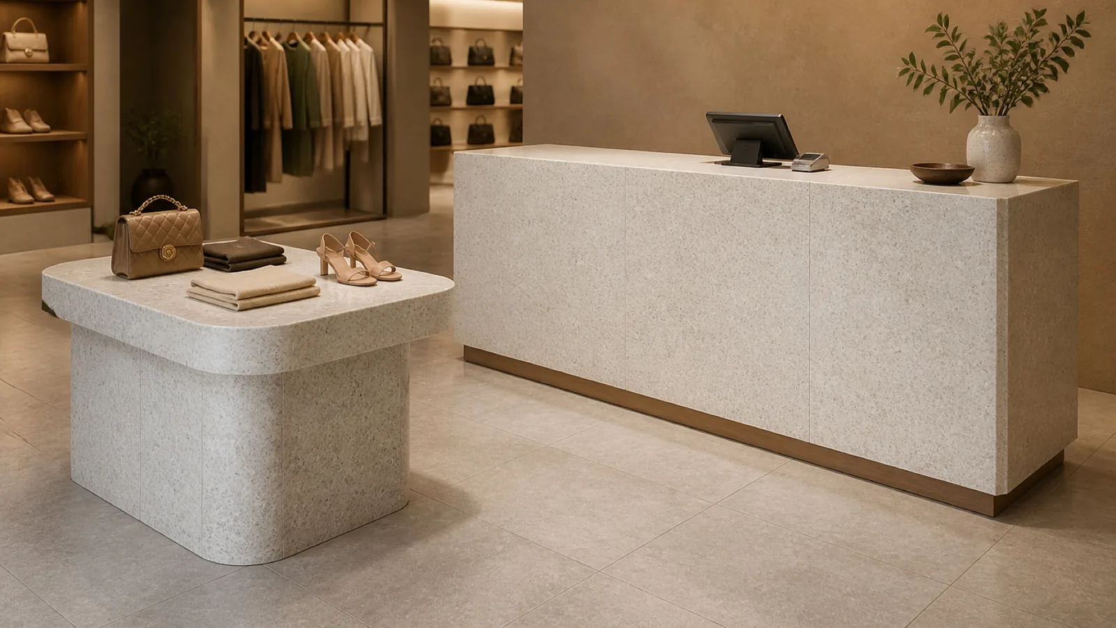 Cream Fine Tan-Speckled Sintered Stone Slab for Furniture Countertops thumbnail 5