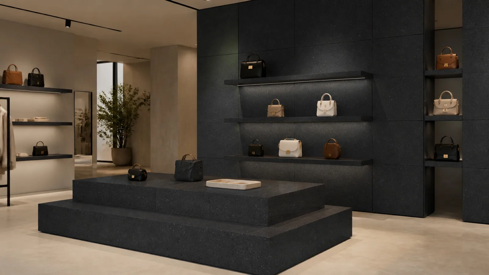 Matte Black Fine Dark-Speckled Sintered Stone Slab for Shelves and Consoles thumbnail 3