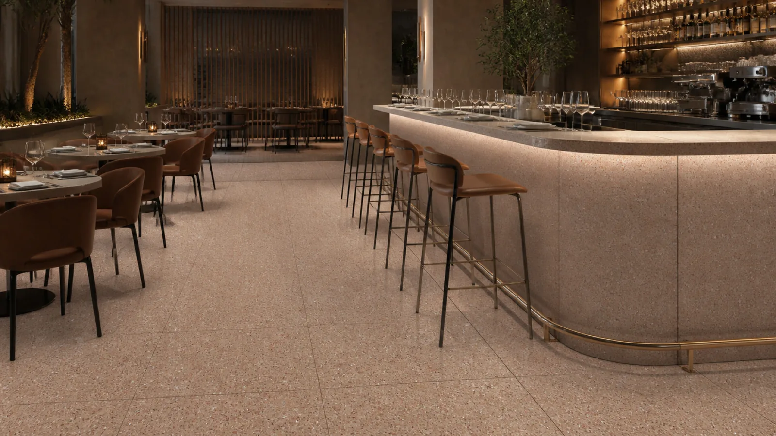 Cocoa Brown Fine-Speckled Sintered Stone Slab for Catering Spaces thumbnail 3