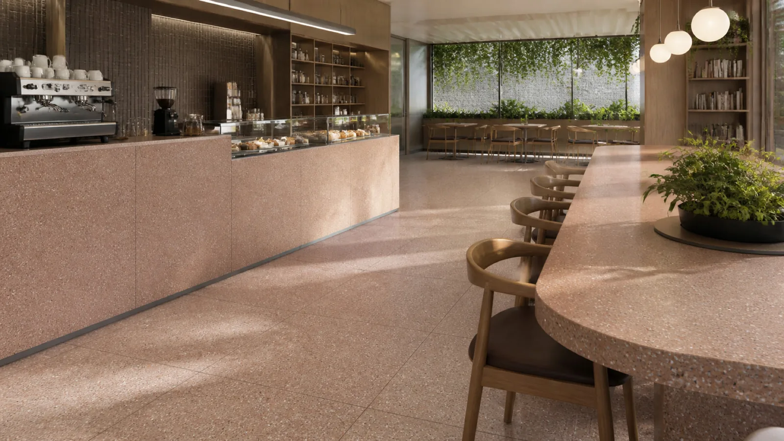 Cocoa Brown Fine-Speckled Sintered Stone Slab for Catering Spaces thumbnail 4