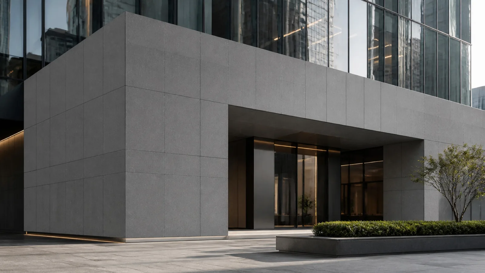 Concrete Gray Soft-Mottled Sintered Stone Slab for Exterior Walls thumbnail 3
