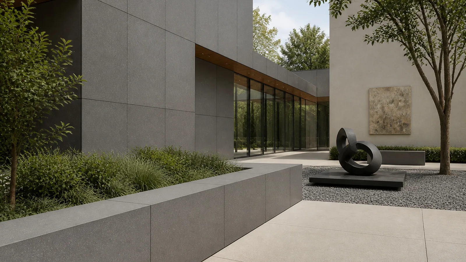 Concrete Gray Soft-Mottled Sintered Stone Slab for Exterior Walls thumbnail 4