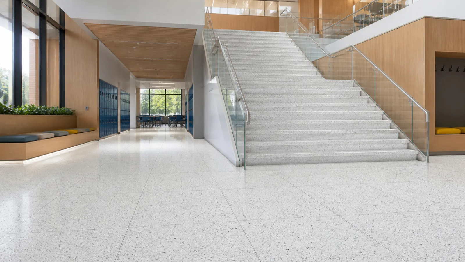 White Blue-Gray Speckled Sintered Stone Slab for Hospitals and Schools thumbnail 4