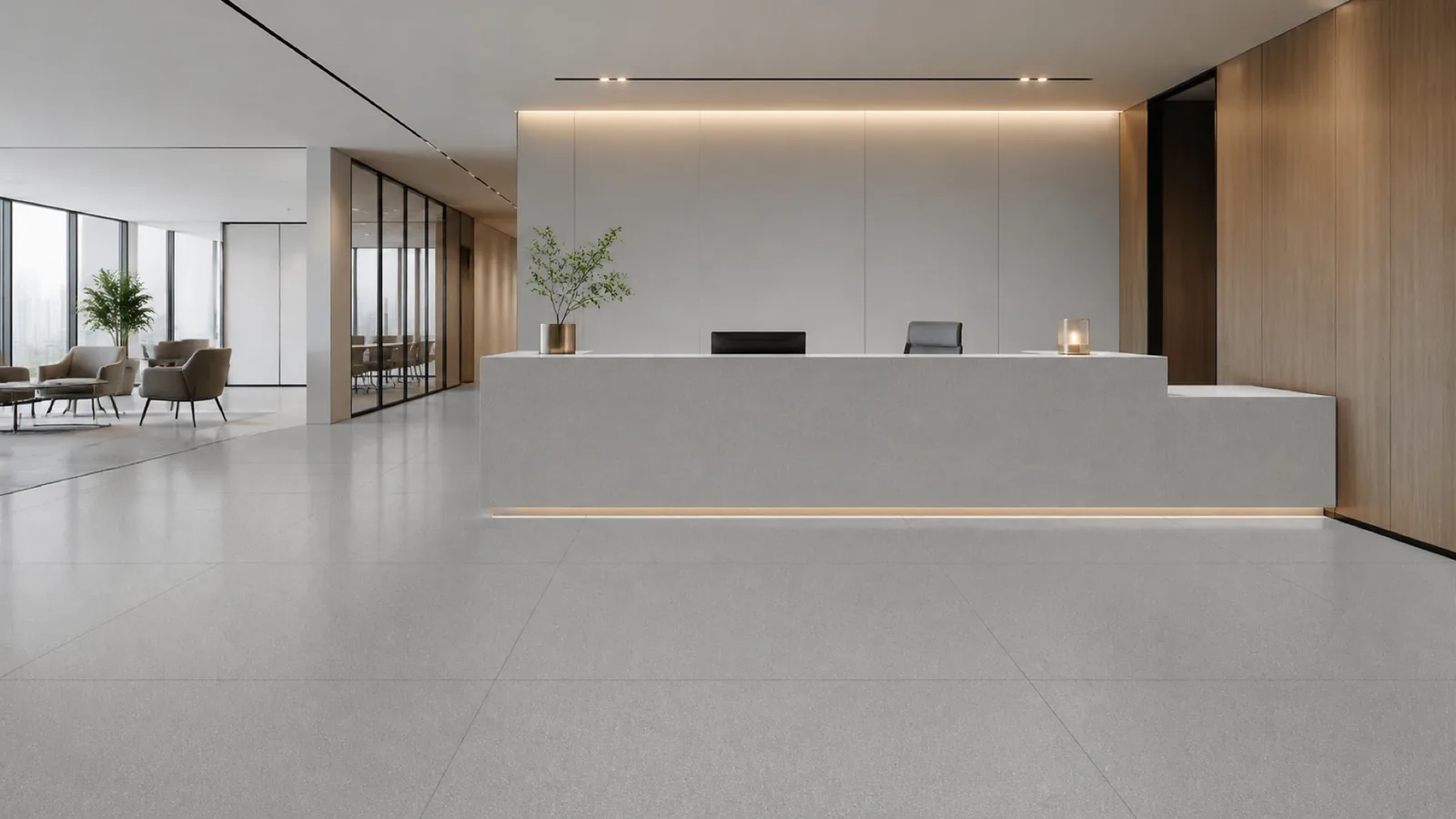 Mid Gray Minimal Fine-Grain Sintered Stone Slab for Business Spaces thumbnail 3