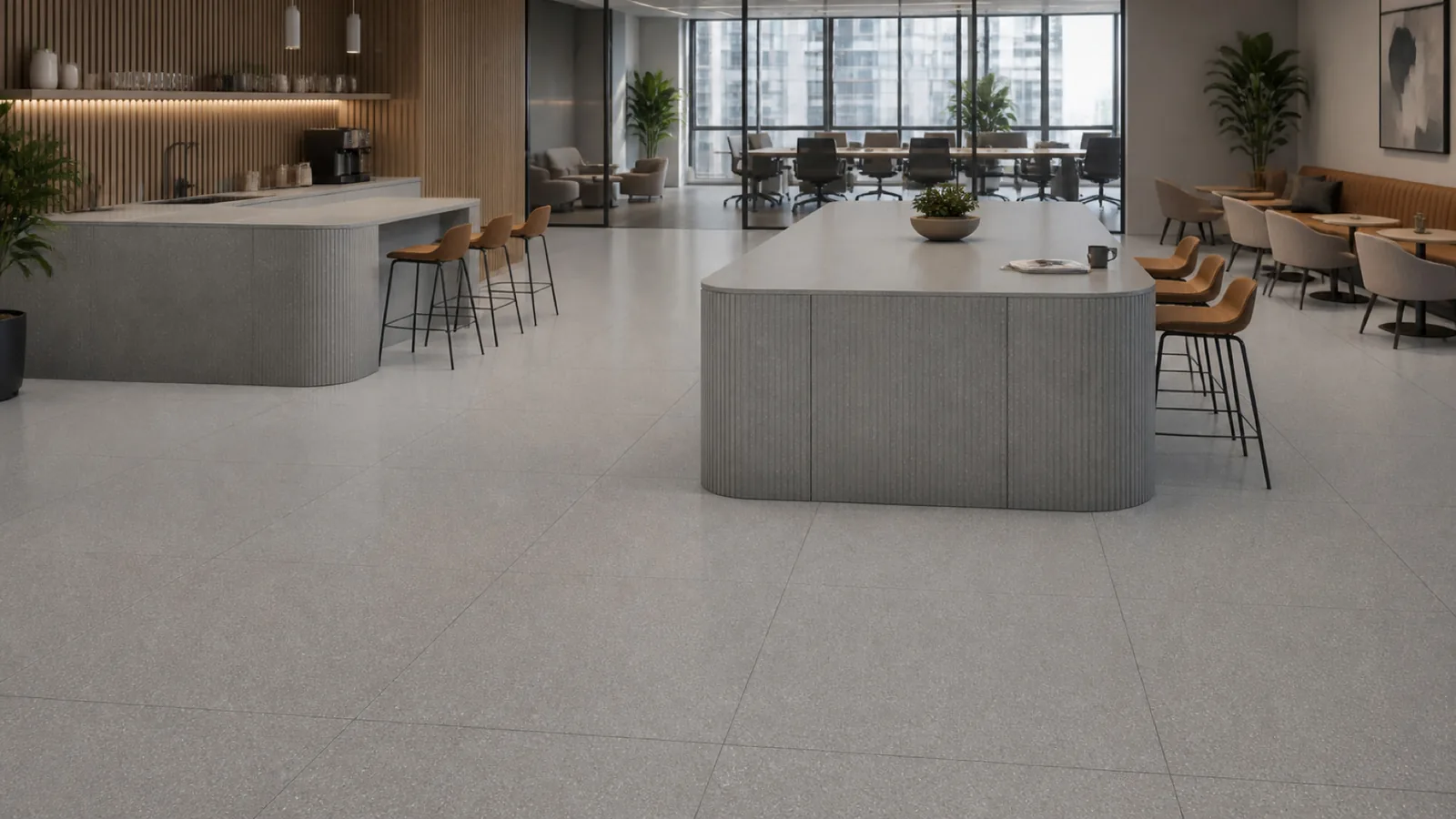 Mid Gray Minimal Fine-Grain Sintered Stone Slab for Business Spaces thumbnail 5