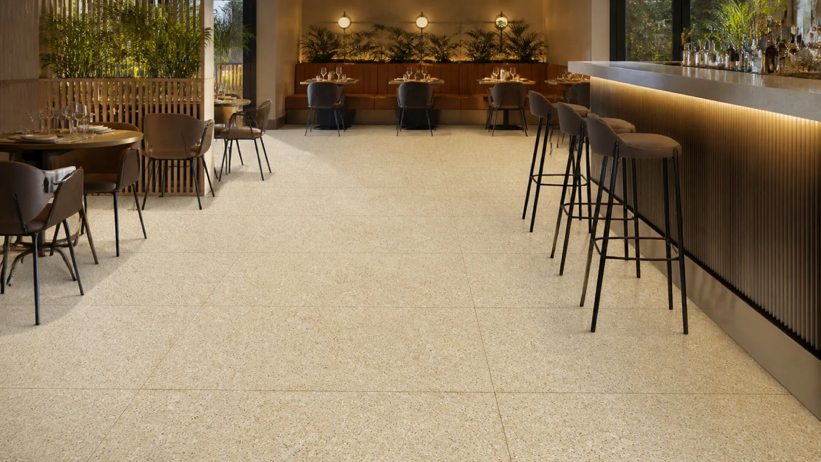 Golden Beige Dense Fine-Aggregate Sintered Stone Slab for Catering Spaces thumbnail 3