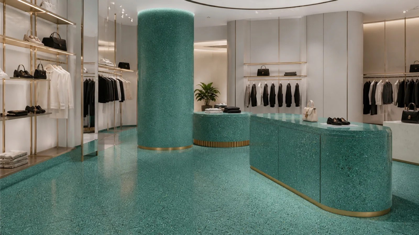 Turquoise Dense Black-Speckled Sintered Stone Slab for Online Celebrity Stores thumbnail 4