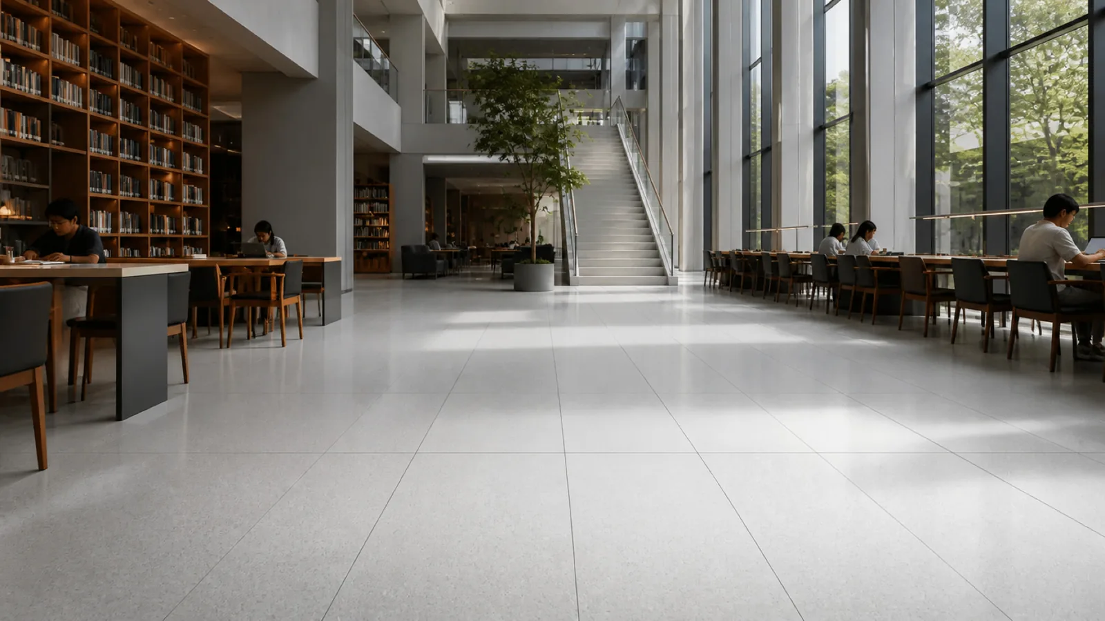 Light Gray Minimal Fine-Grain Sintered Stone Slab for Hospitals and Schools thumbnail 5