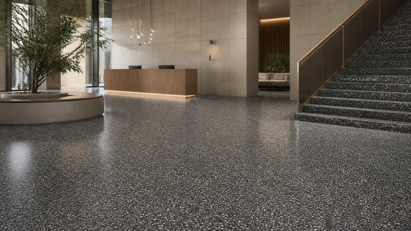 Black Dense White-Speckled Sintered Stone Slab for Floors and Stairs thumbnail 3