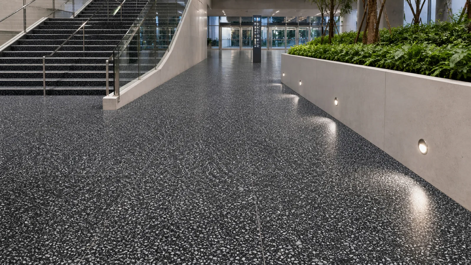 Black Dense White-Speckled Sintered Stone Slab for Floors and Stairs thumbnail 5