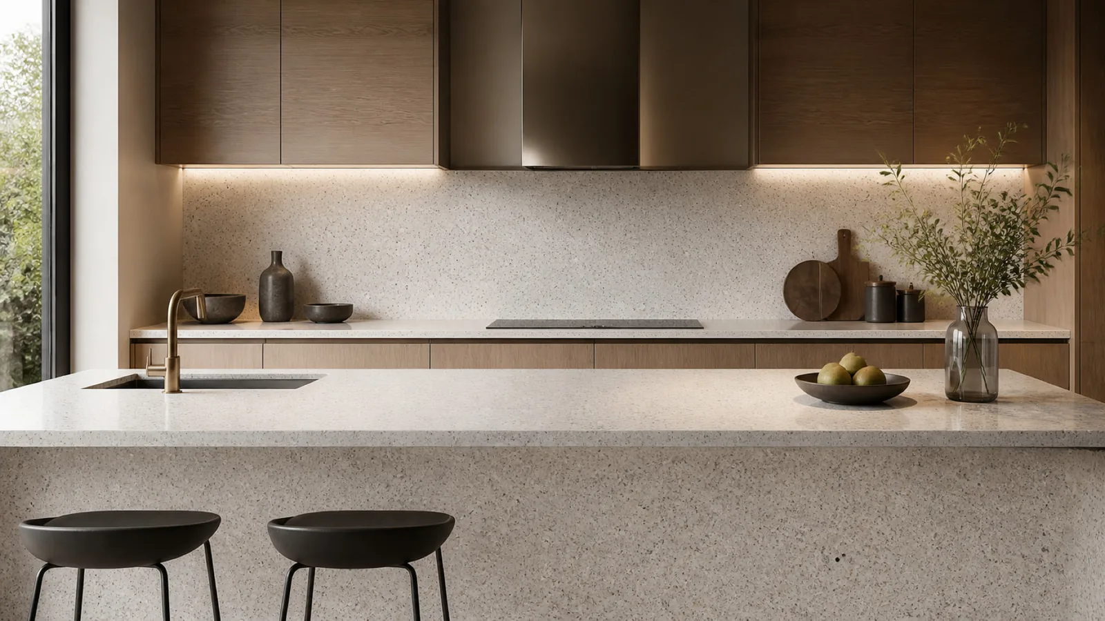 Cream Dense Black-Speckled Sintered Stone Slab for Furniture Countertops thumbnail 3