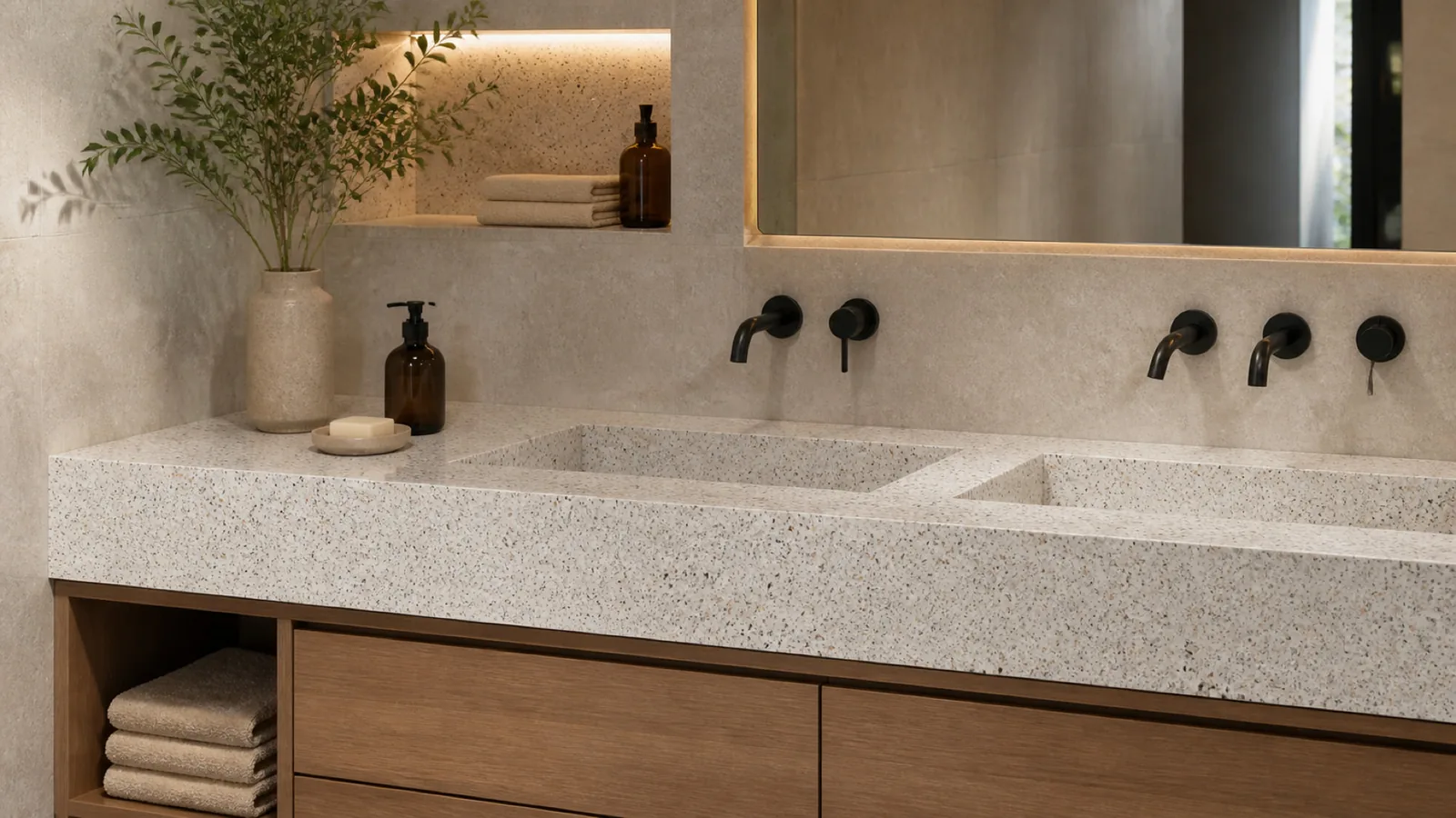 Cream Dense Black-Speckled Sintered Stone Slab for Furniture Countertops thumbnail 4