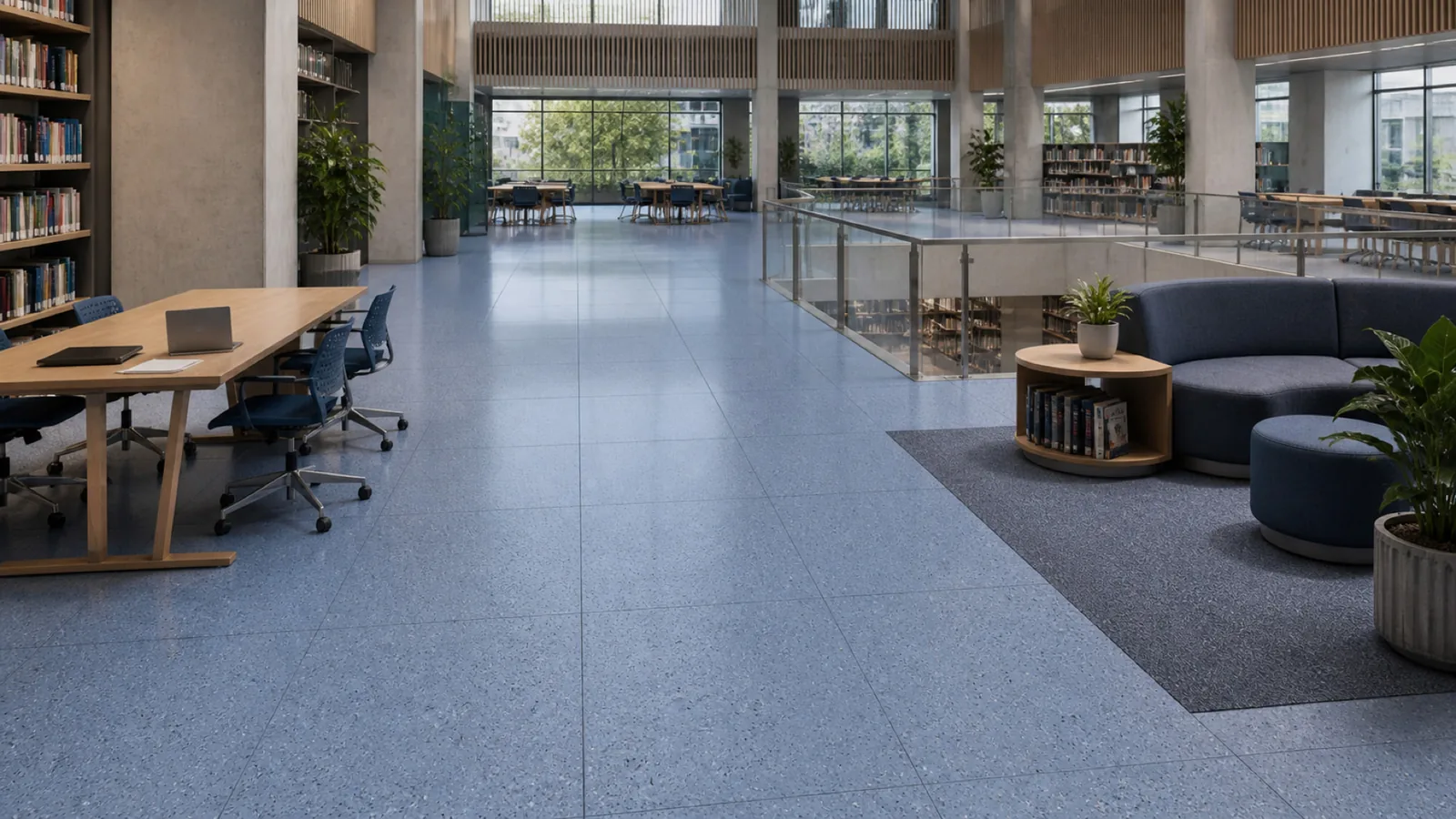 Sky Blue Fine Dark-Speckled Sintered Stone Slab for Hospitals and Schools thumbnail 5