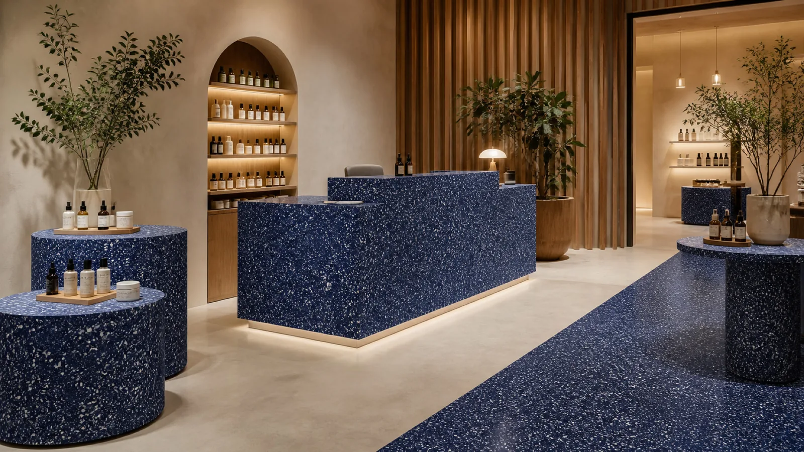Navy Blue Dense White-Speckled Sintered Stone Slab for Online Celebrity Stores thumbnail 3