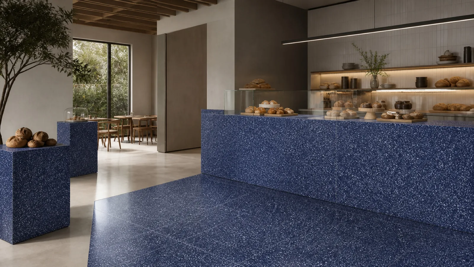 Navy Blue Dense White-Speckled Sintered Stone Slab for Online Celebrity Stores thumbnail 5