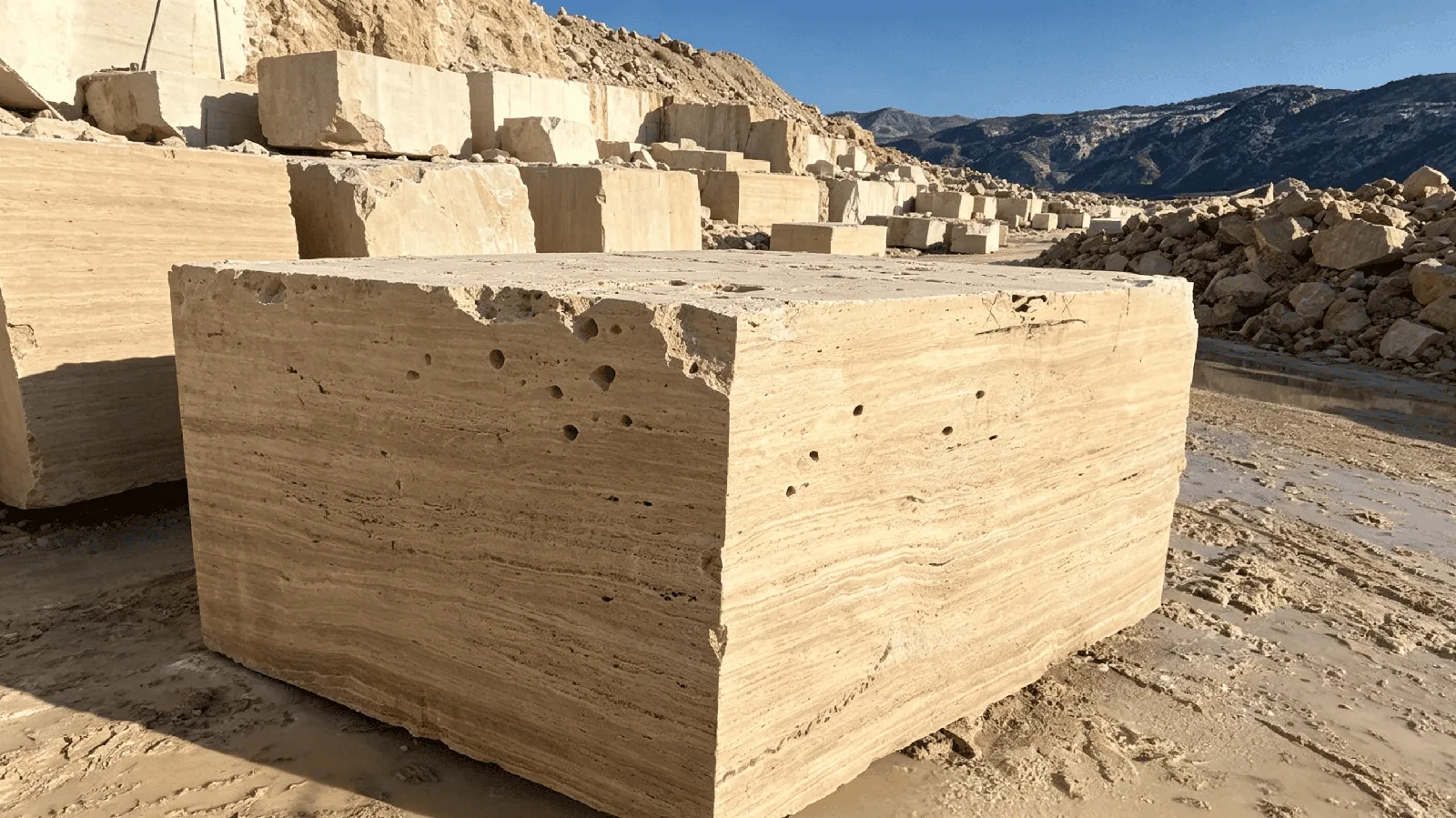 Classic Beige Travertine Blocks For Flooring and Wall